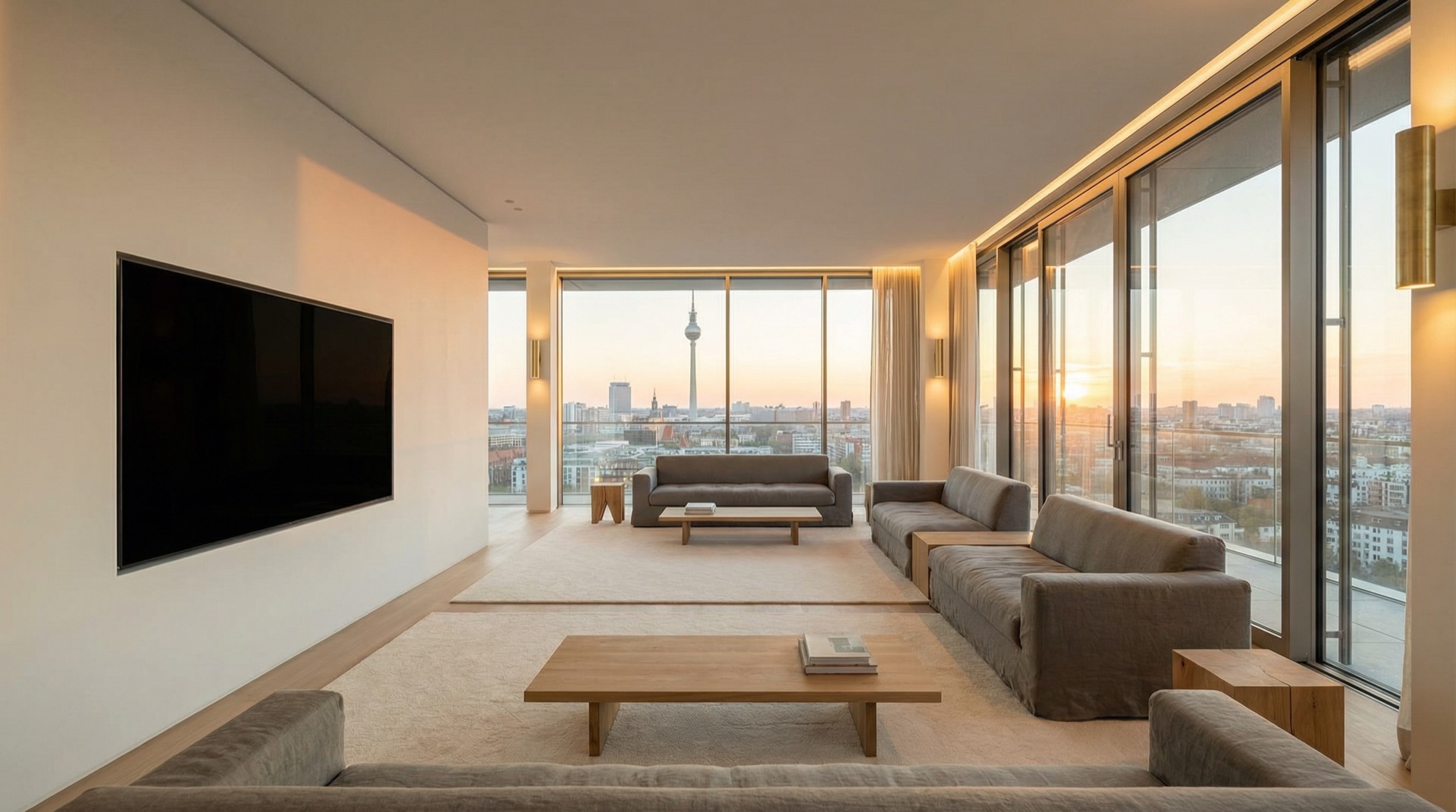 TV perfekt integriert in Holzpaneele